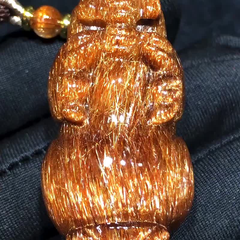 收藏级 超美纯天然金铜发晶手镯 内径55mm 可遇不可求 - 手链/手环 - 玉石 