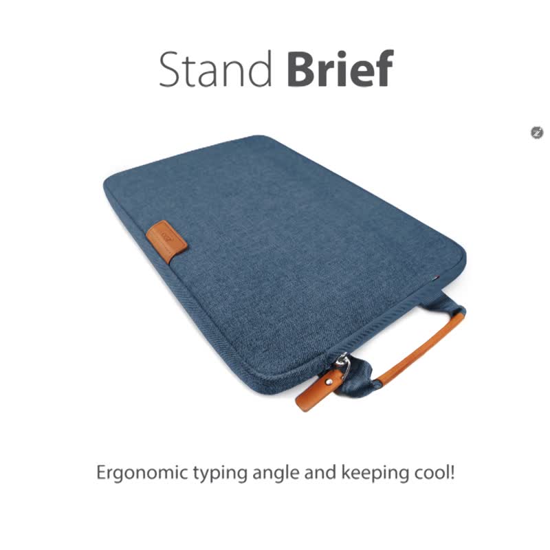Stand Brief4合1支架电脑包笔记本包保护套-13~16吋M1~M3 MacBook - 电脑包 - 其他人造纤维 蓝色