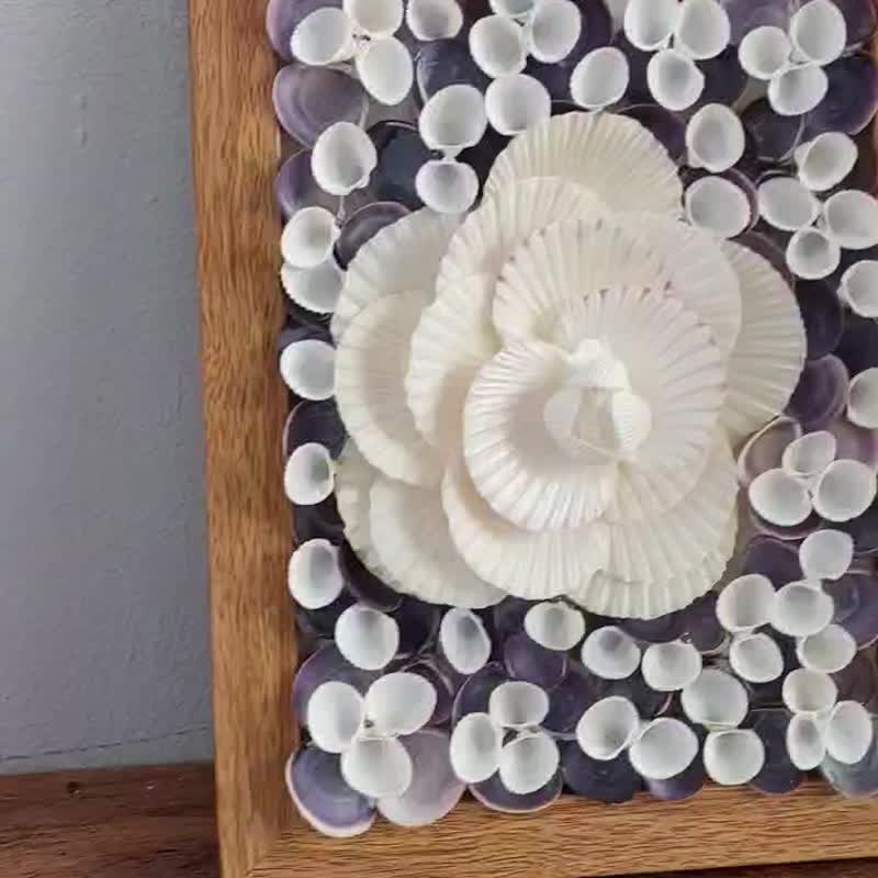手工白色贝壳桌上艺术画 - 画框/相框 - 贝壳 白色