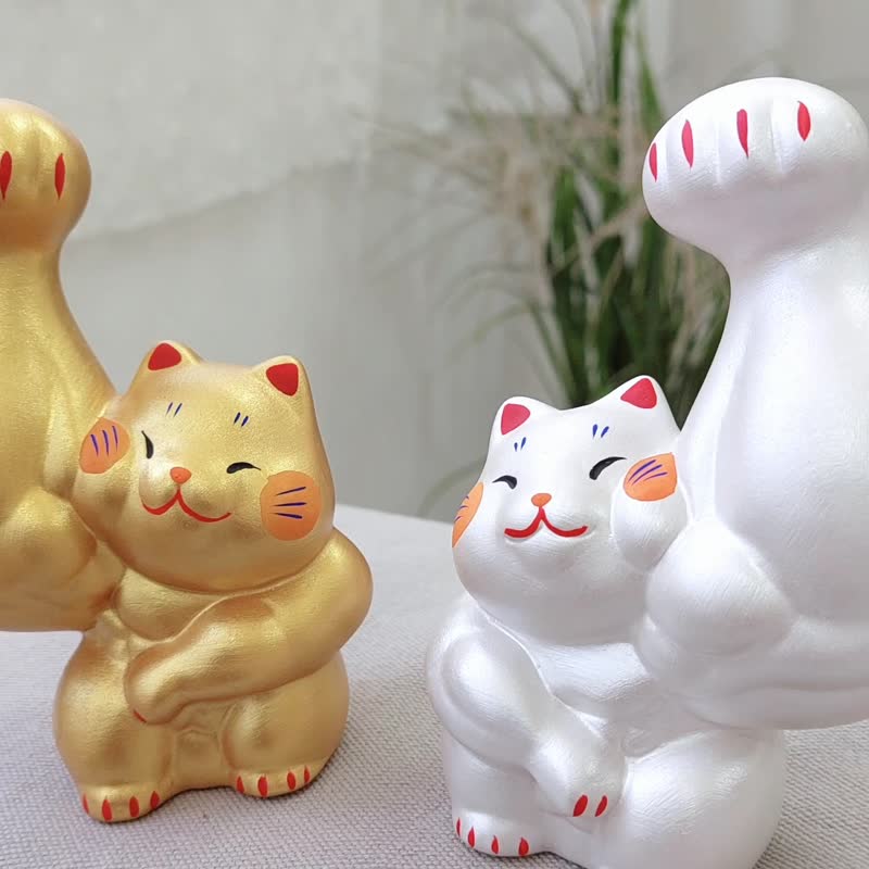 日本【RYUKODO】授权-筋肉开运招财猫(对)|礼物|结婚|圣诞礼盒|入 - 摆饰 - 陶 