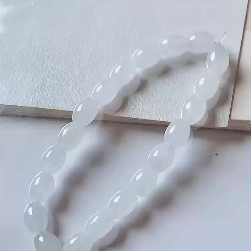 冰种翡翠 天然翡翠 A玉 玉珠 玉链 手链 • 冰种路路通翡翠手串 - 手链/手环 - 玉石 