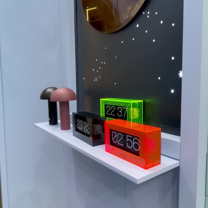 Karlsson, Flip clock Boxed acrylic neon yellow 透明黄翻页钟 - 时钟/闹钟 - 压克力 黄色