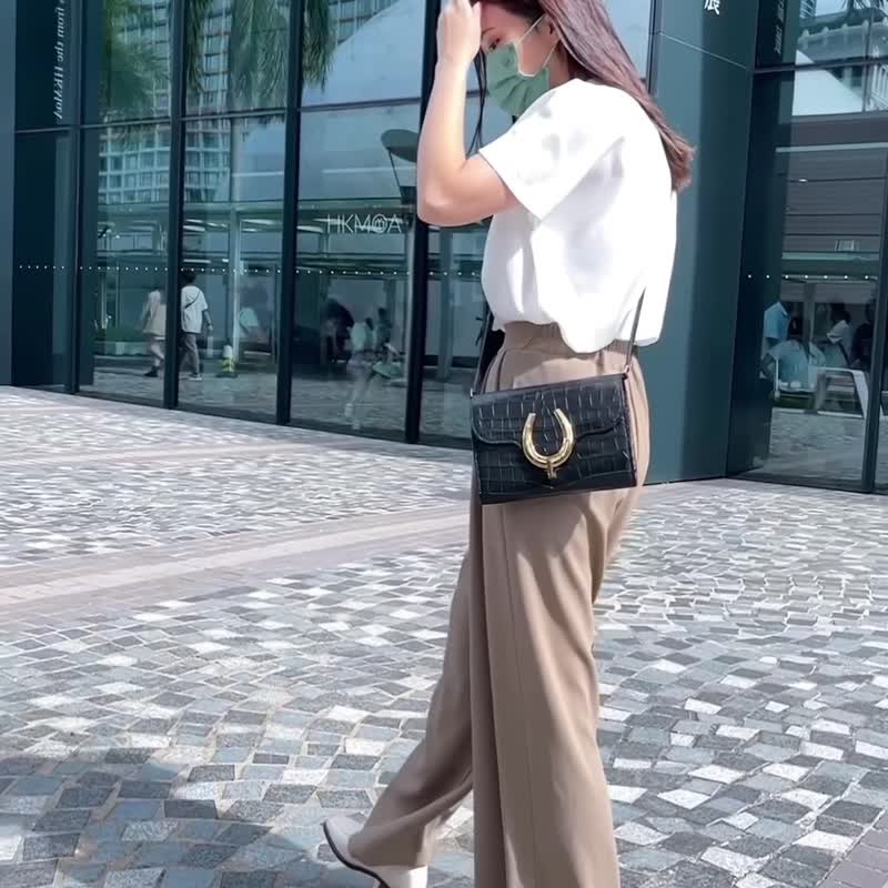 黑色哑面法国料鳄鱼皮手袋 - 手提包/手提袋 - 真皮 黑色