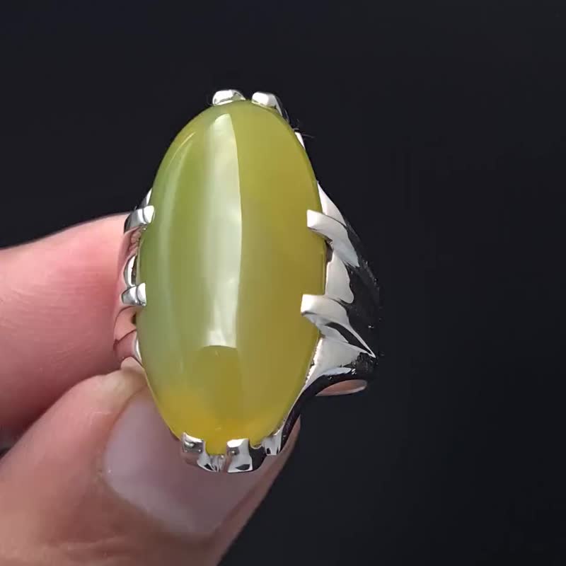 黄绿色玛瑙戒指 伊姆兰·汗戒指 设计师戒指 总理伊姆兰·汗戒指 - 戒指 - 宝石 黄色