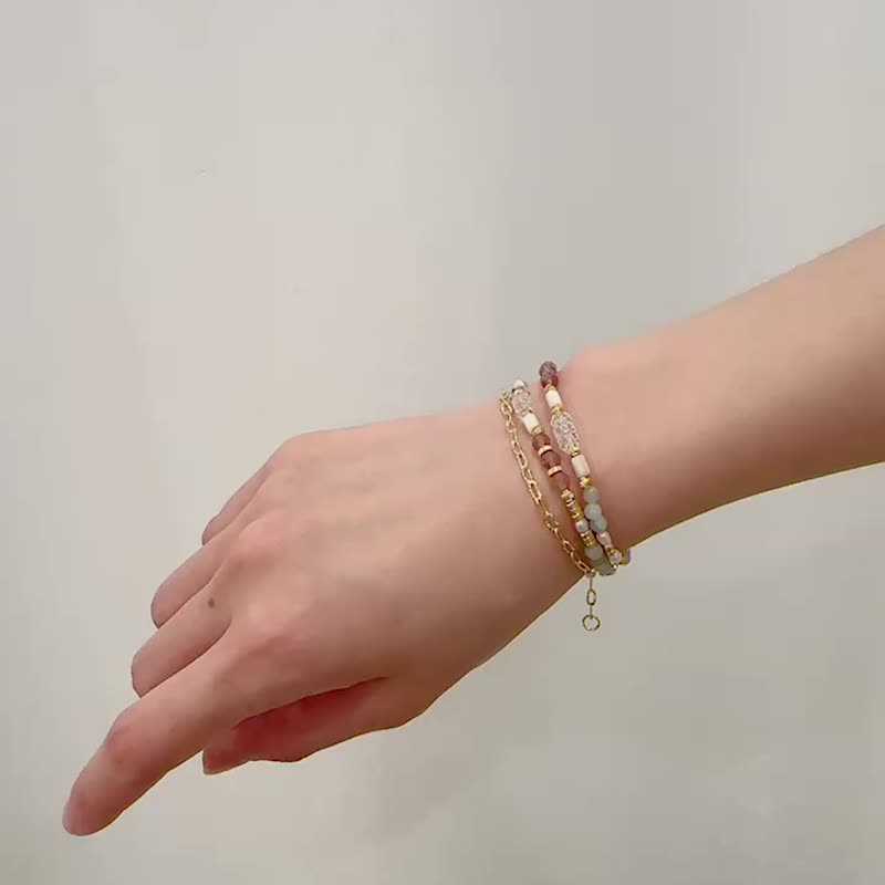 夏日璀璨 // 橙月光石 海蓝宝 两用项链手链 - 项链 - 铜/黄铜 多色