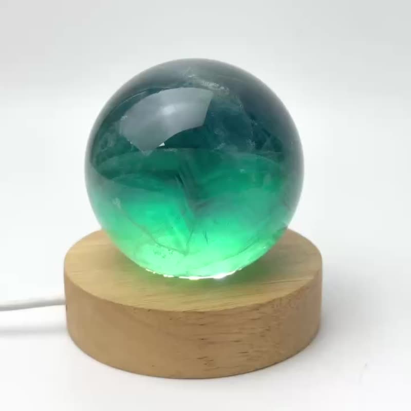 萤石球 宝石绿蓝色 方块体 透体 彩虹光 蓝萤石 绿萤石 细纹 - 摆饰 - 宝石 蓝色