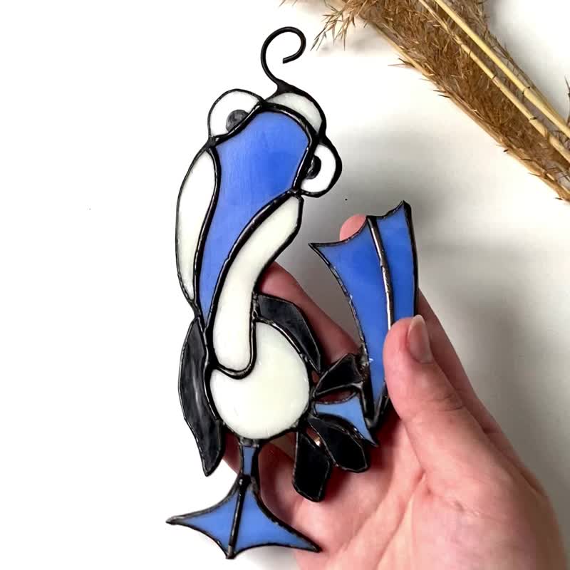 鸟儿的礼物, 彩色玻璃窗挂件, 墙面装饰, 太阳镜 - 墙贴/壁贴 - 玻璃 蓝色