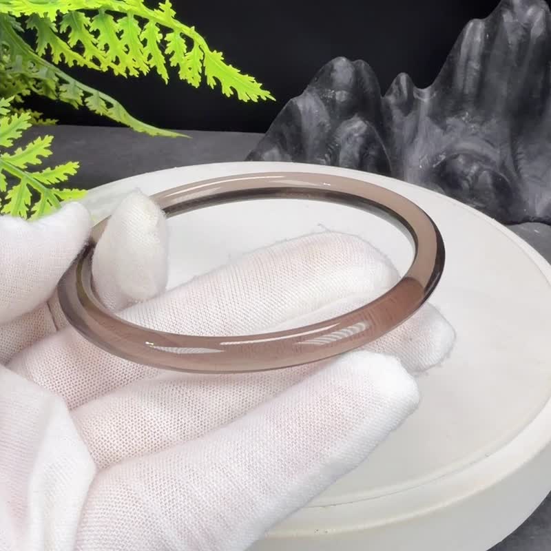 玻璃体茶晶手镯 60MM 冰透仙女条烟晶手环 心灵疗愈 辟邪平安护身 - 手链/手环 - 水晶 