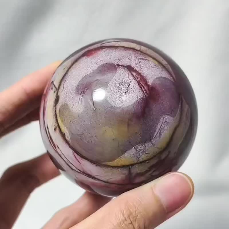 蛋黄石 莫哥石 澳洲碧玉 圆满 收藏 晶球 摆件 单品 礼物 独家 - 摆饰 - 宝石 红色