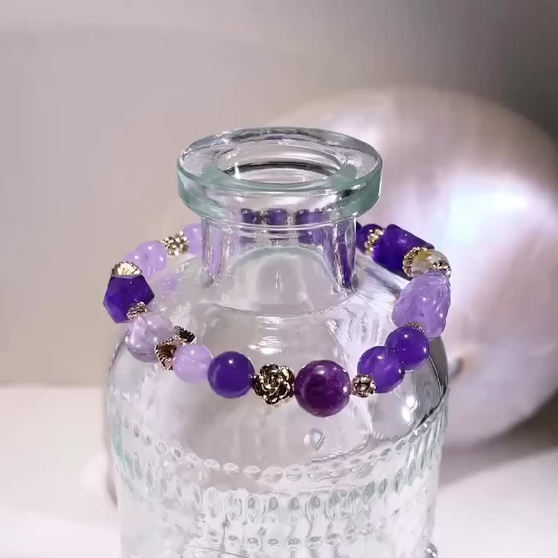 酒神的祝福 |紫水晶 | 紫祖母晶 | 钛晶 | 水晶手链 A34-2 - 手链/手环 - 水晶 紫色