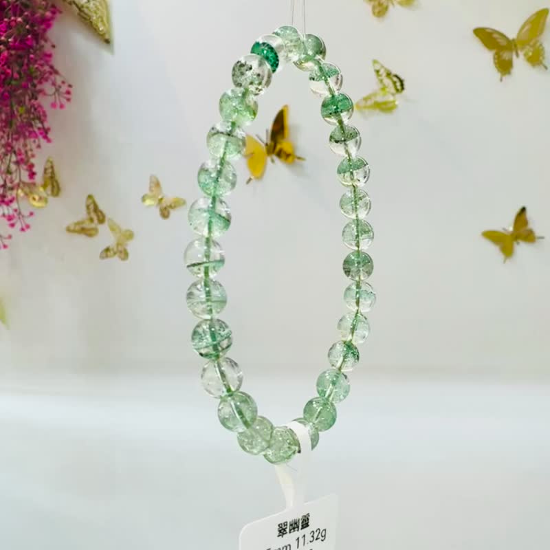 稀有小精品天然鲜绿翠绿幽灵6.5mm11.32g正财事业贵人缘生意缘 - 手链/手环 - 水晶 绿色