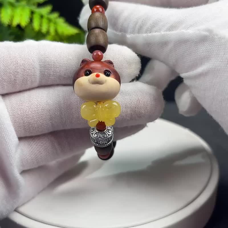 精美趣味木质老型珠手串柴犬配卡皮巴拉方牌女心情平静忘却烦恼 - 手链/手环 - 木头 