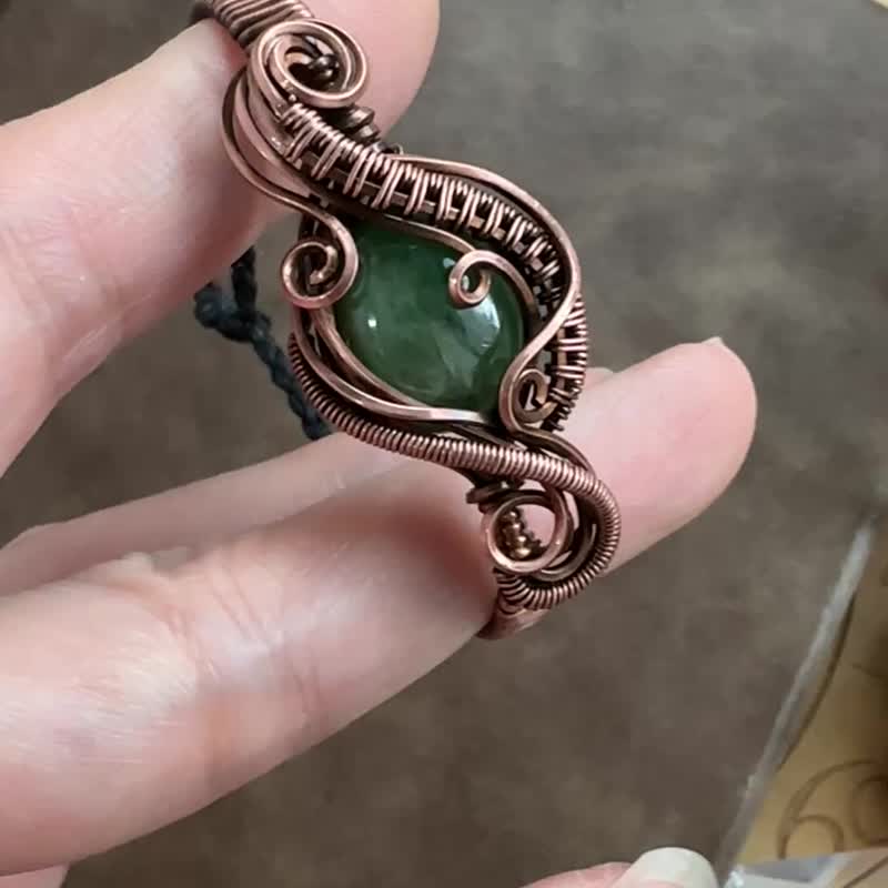 WW415 全手工编织 绕铜线 复古做旧 wire wrap 绿石榴石 手环 - 手链/手环 - 铜/黄铜 咖啡色