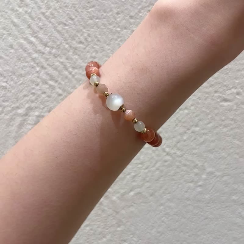 金太阳石月光石14K包金水晶手链 - 手链/手环 - 水晶 橘色