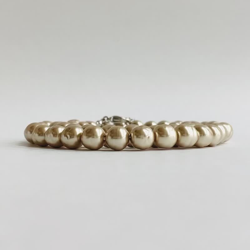 玻璃仿巴洛克珍珠项链／约8mm，全长约42cm+5cm／咖啡摩卡色／R／日本制造 - 项链 - 玻璃 咖啡色