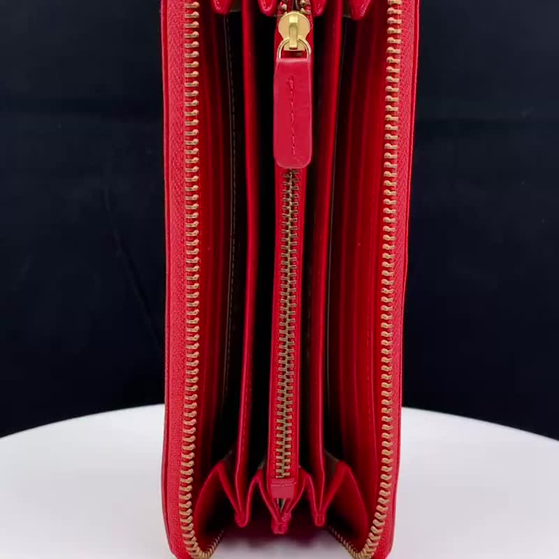 CROSS 限量1折 顶级小牛皮十字纹长夹 全新专柜展示品 - 皮夹/钱包 - 真皮 红色