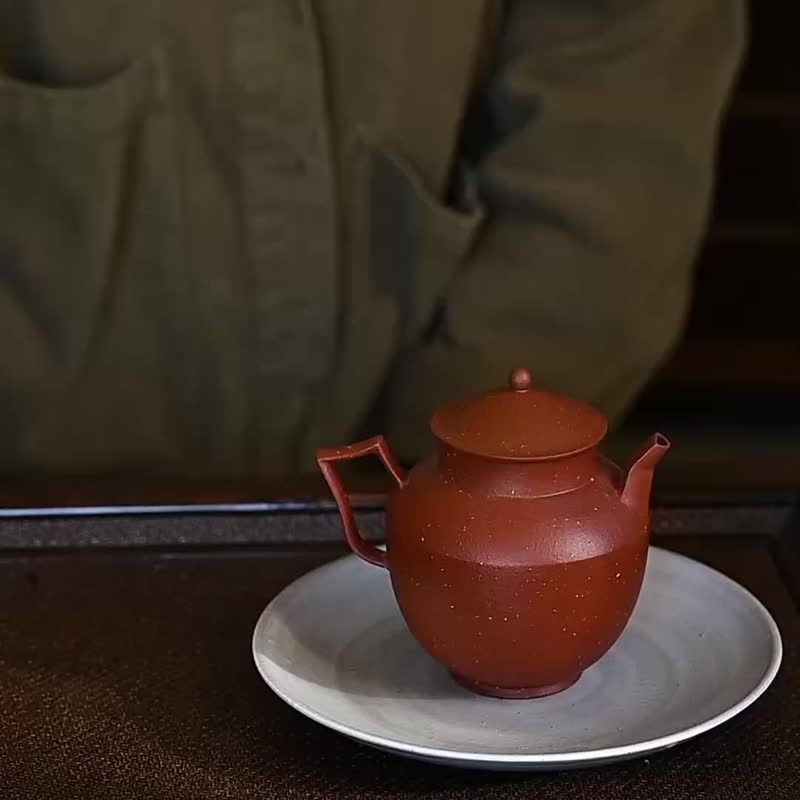 原创小众设计现代风 原矿朱泥 引权 宜兴纯手工紫砂壶茶具150cc - 茶具/茶杯 - 陶 红色