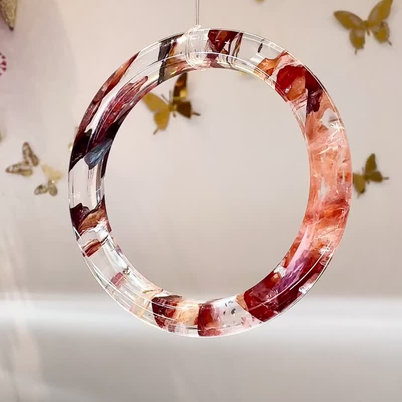 毕业级高冰体胶花水晶手镯58圈口开运招财辟邪挡煞净化趋吉人缘 - 手链/手环 - 水晶 红色