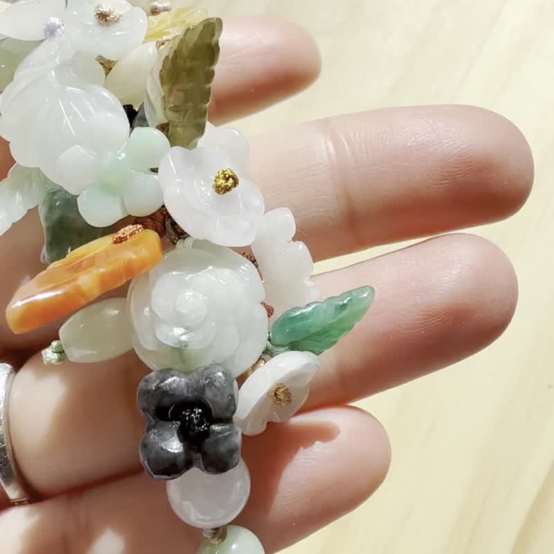 手工玉镯 - 花园蝴蝶 - 手链/手环 - 玉石 黑色