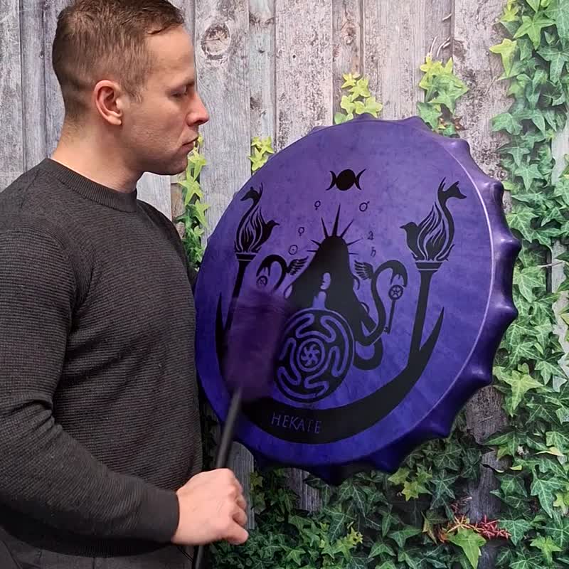 萨满鼓赫卡忒 22 寸（56 厘米）萨满鼓、女鼓 - 吉他/乐器 - 其他材质 紫色