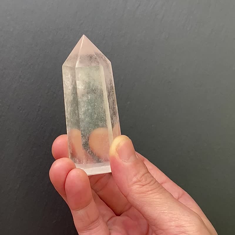 能量摆件-天然雪花冰透体彩虹白水晶能量柱 净化 冥想 消磁净化 - 其他 - 水晶 白色