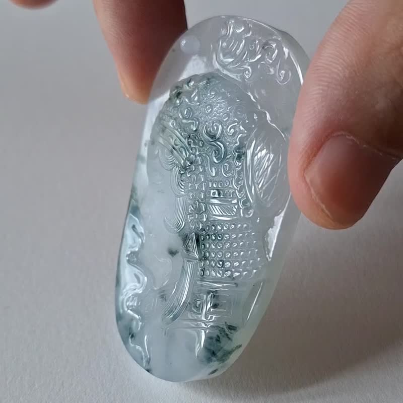 京剧花旦白底飘花吊坠 | 天然缅甸A货翡翠玉器 - 项链 - 玉石 