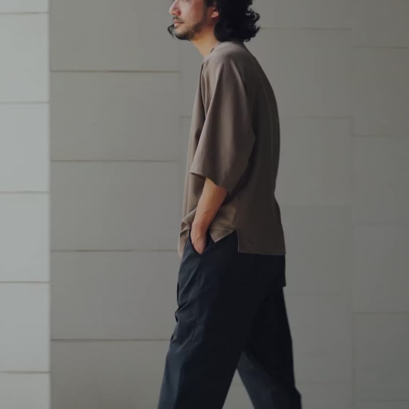 TENCEL天丝-鳃裂上衣 - 男装上衣/T 恤 - 其他人造纤维 卡其色