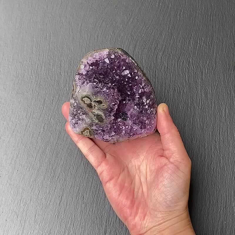 招财开运-天然原矿异象财眼紫晶镇共生黑碧玺   紫水晶 快速出货 - 摆饰 - 水晶 紫色