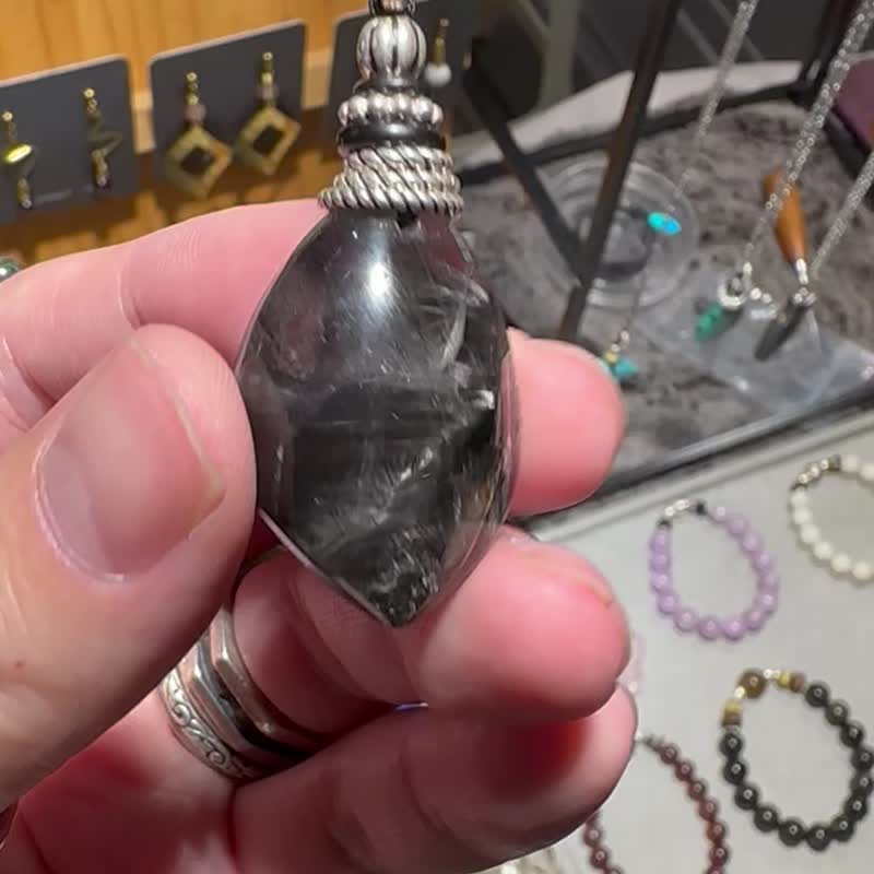 蜻蜓满黑银钛 银制吊坠 - 项链 - 半宝石 