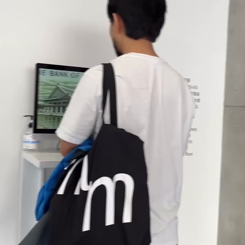 现货 - 韩国品牌 MINMIN 两用大容量托特包 - 黑色 - 侧背包/斜挎包 - 棉．麻 黑色