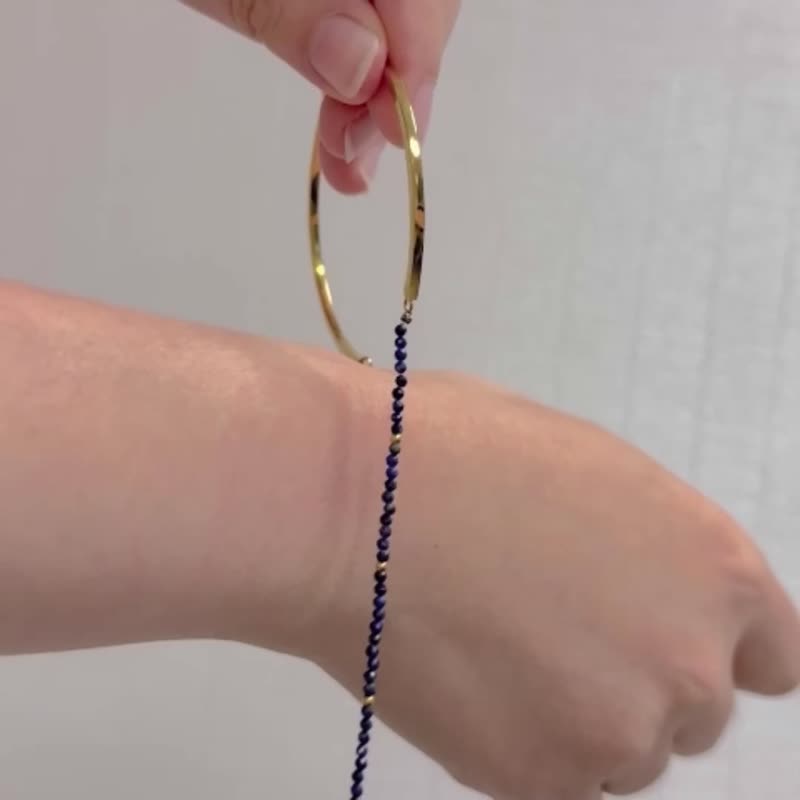 青金石 316医疗钢手链手环/天然宝石 不锈钢手环 抗敏 轻奢 - 手链/手环 - 水晶 蓝色