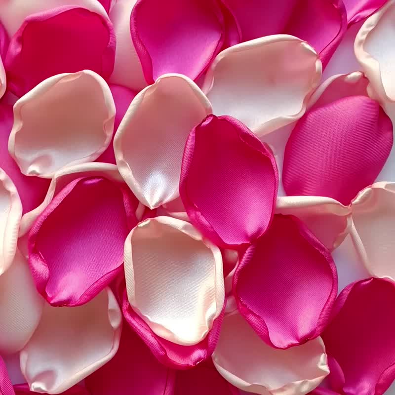 Pink flower petals Hot pink wedding decor Blush rose petals - 干燥花/捧花 - 丝．绢 