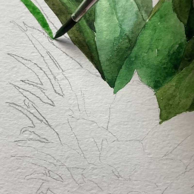 菠萝-方形绘画 家居装饰 原创水彩 - 海报/装饰画/版画 - 纸 黄色