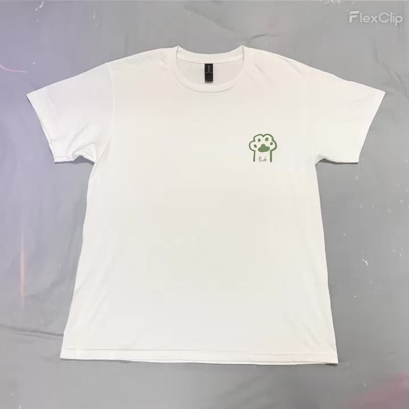 疗愈系/插画猫咪/白T绿字 - NO.1 - 夏日清凉款 - 其他 - 棉．麻 白色