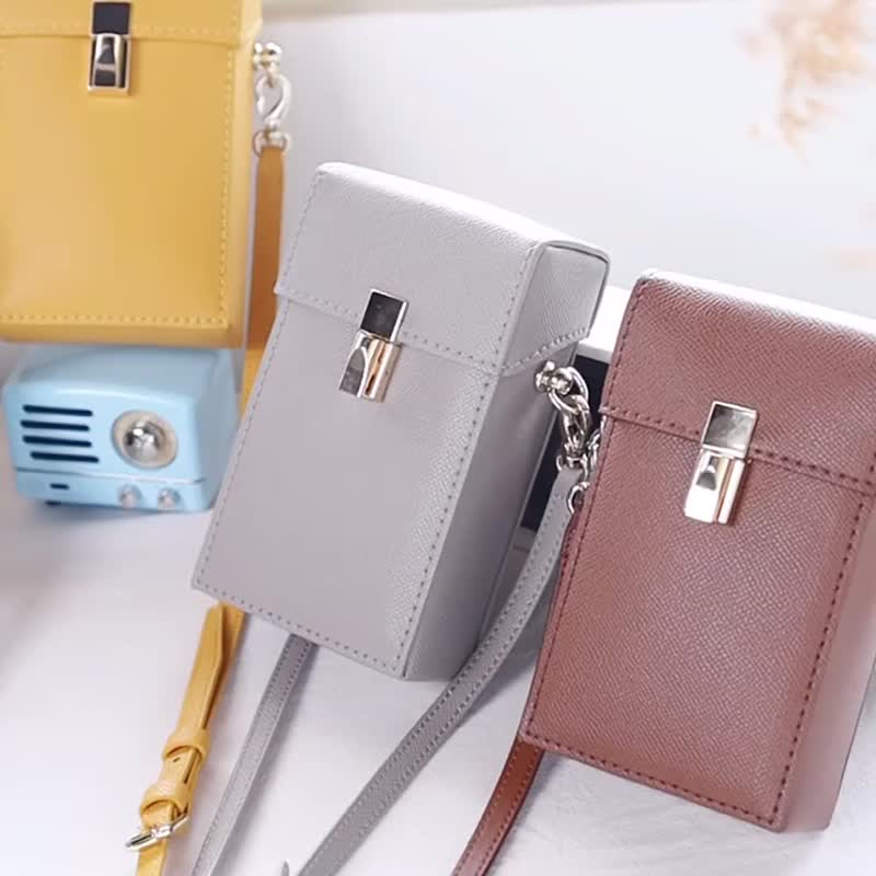 【生日礼物】蠢小鱼女士单肩包包真牛皮斜背包手机小包diy自制 - 侧背包/斜挎包 - 真皮 多色