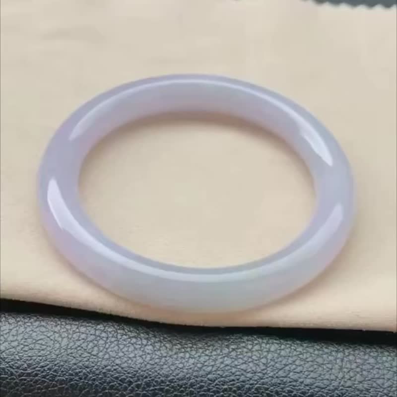 冰种翡翠天然翡翠玉镯A玉手镯 玉鈪 • 糯冰种薰衣草翡翠圆镯 - 手链/手环 - 玉石 紫色