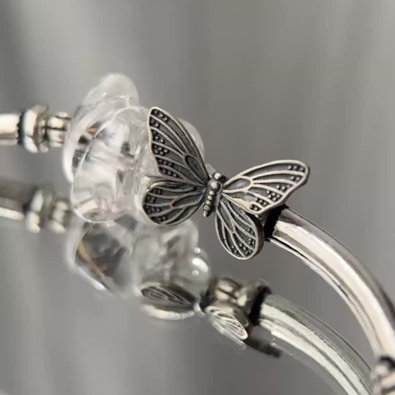 Jennie同好款水胆路大蛋面透体白水晶随型糖豆纯银设计款手链 - 手链/手环 - 水晶 白色