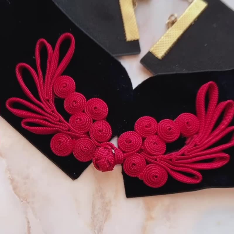 Kujaku / 中国纽扣项圈 SV361 - 颈链 - 聚酯纤维 黑色