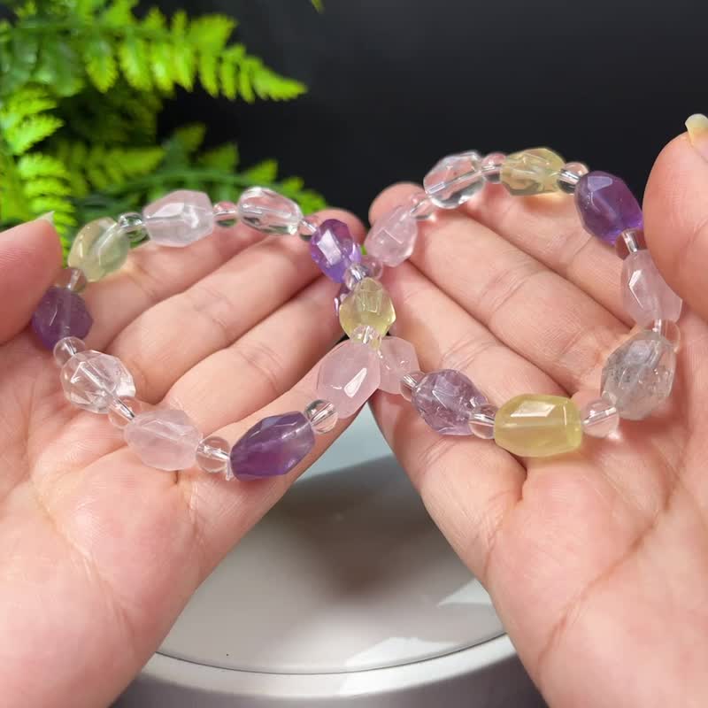 冰透水晶多宝随形刻面素串手链 疗愈水晶手环 天然能量水晶手串 - 手链/手环 - 水晶 多色