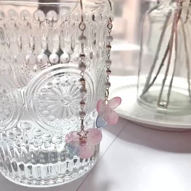 14k包金 永生花耳环 * elf * 真花饰品 手工制作  s925纯 - 耳环/耳夹 - 植物．花 
