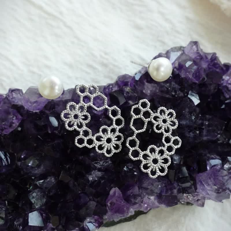 花蜜925银耳钉分体式佩戴 小清新自然 文艺优雅 - 耳环/耳夹 - 纯银 