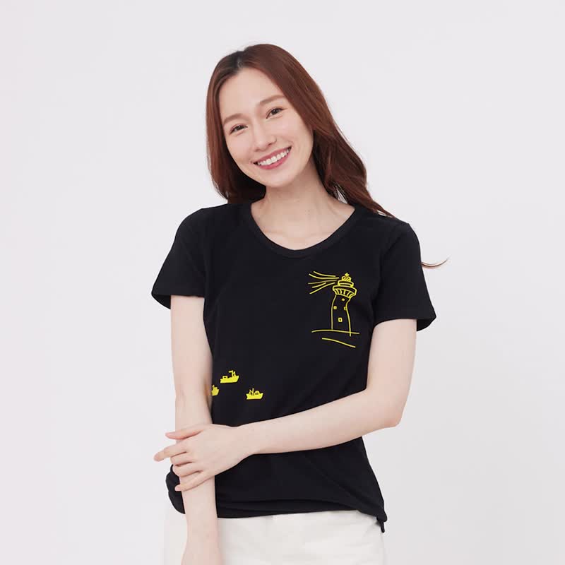 灯塔蜜桃棉女T黑色 - 女装 T 恤 - 棉．麻 黑色