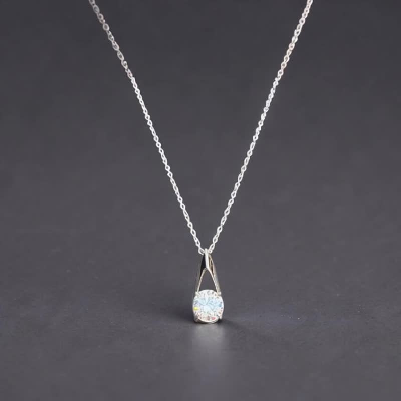 八心八箭 1.3ct 莫桑钻水滴项链 极简光影设计 - 项链 - 银 