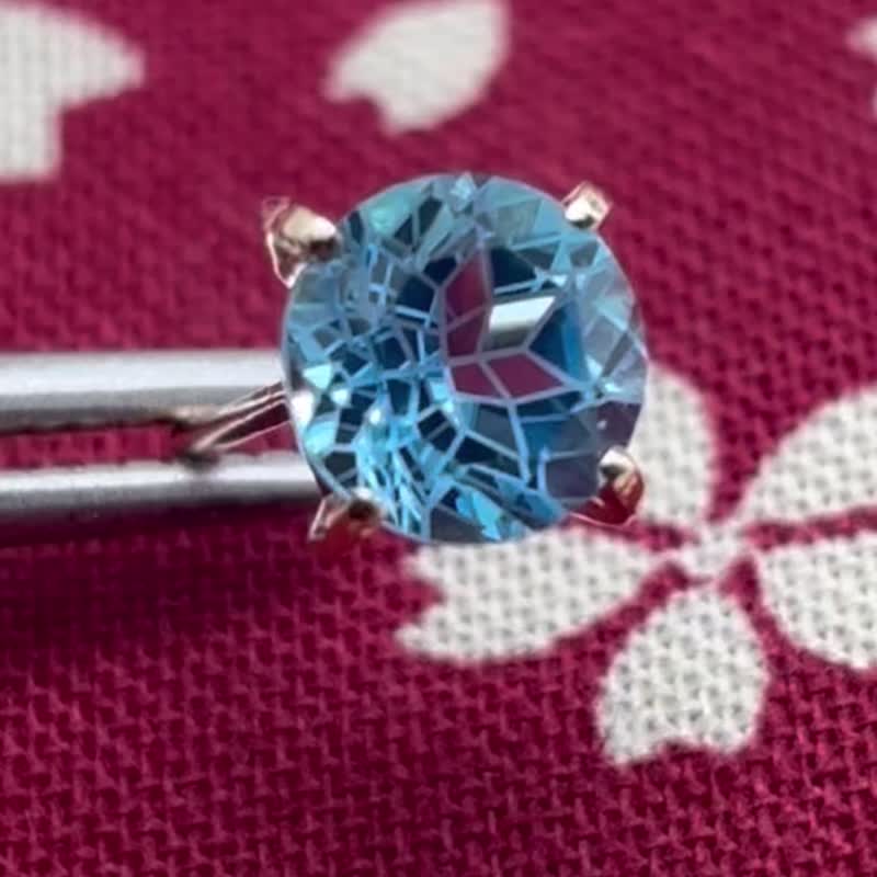 蓝托帕石 / 10K金 耳环 / 单边贩售 / 天然石 日本制造 / 包邮 / 男款耳环 - 项链 - 铜/黄铜 银色