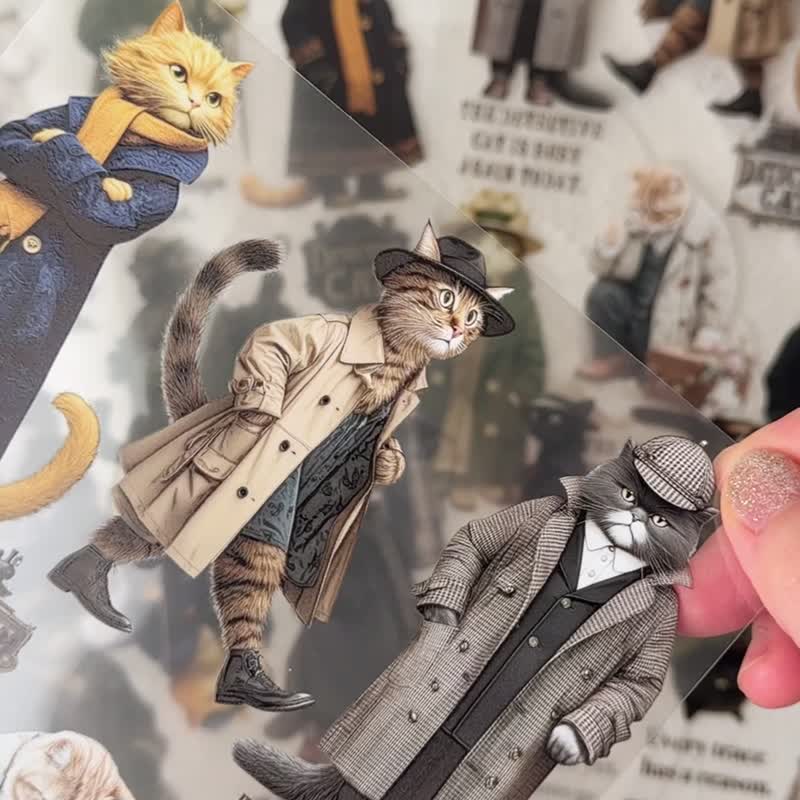 侦探猫 - 图案 ( K9 ~ K12 ) - 贴纸 - 聚酯纤维 