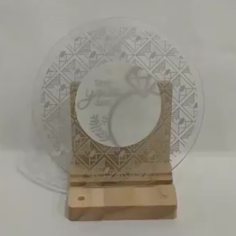 压克力 LED 婚礼邀请卡 圆形橘色Save the date树叶 含紙信封 - 卡片/明信片 - 压克力 多色