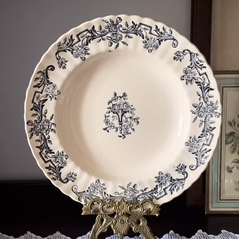 19 世纪法国 Longchamp LOUIS XVI 百年古董大陶碟 - 盘子/餐盘/盘架 - 陶 蓝色