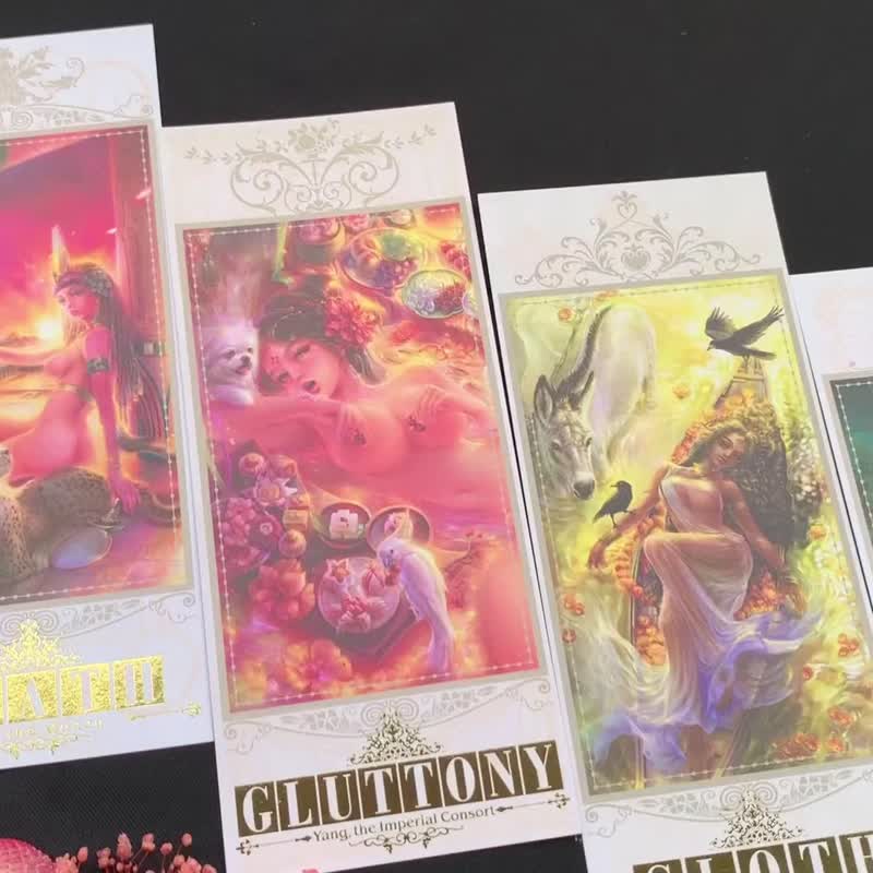 【限量烫金明信片】七宗罪套组 - 卡片/明信片 - 纸 金色