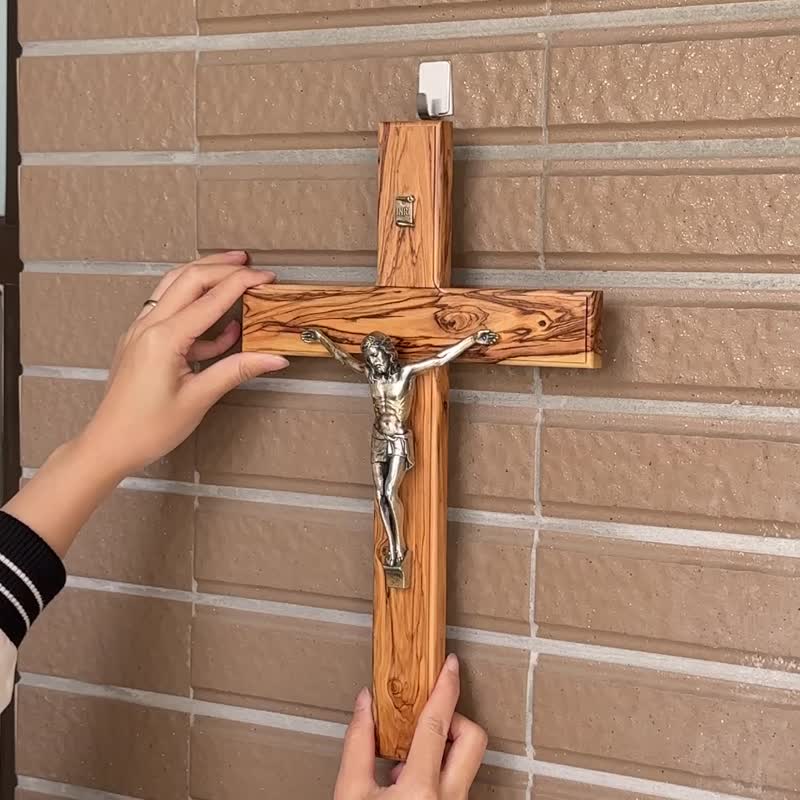 天主教圣物 以色列进口 耶稣 十字架 橄榄木 壁挂饰 161707-1 - 墙贴/壁贴 - 木头 