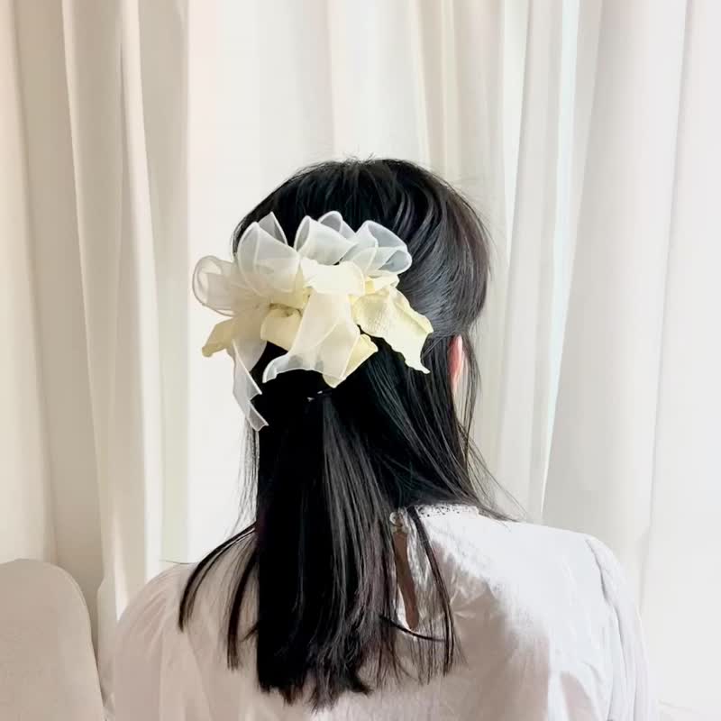 【原创 手工 】粉黄粉 白色 花型 一字夹 发夹 - 发饰 - 其他人造纤维 黄色